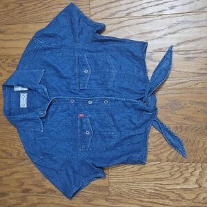 Vintage 90s Bugle Boy For Her Tie Front Denim Shirt